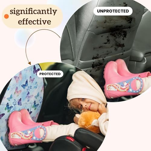 Car Seats Back Protector 2 PCS - Dreaming Butterfly | with 3 Storage Pockets, Shield Seats From Dirt, Mud Scratches, Fits Cars SUVs Trucks and Jeeps