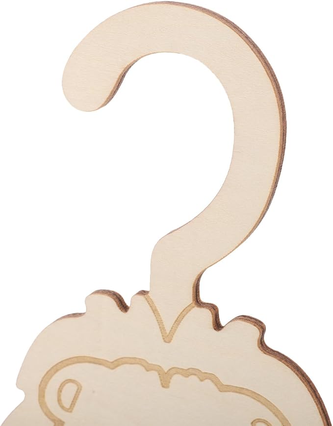 10pcs Wooden Pet Clothing Hangers for Dogs and Cats, Cartoon Animal Design Puppy Clothes Organizer, Beige Wood Material, Hold Multiple Pet Coats, for Displaying Dog Costumes