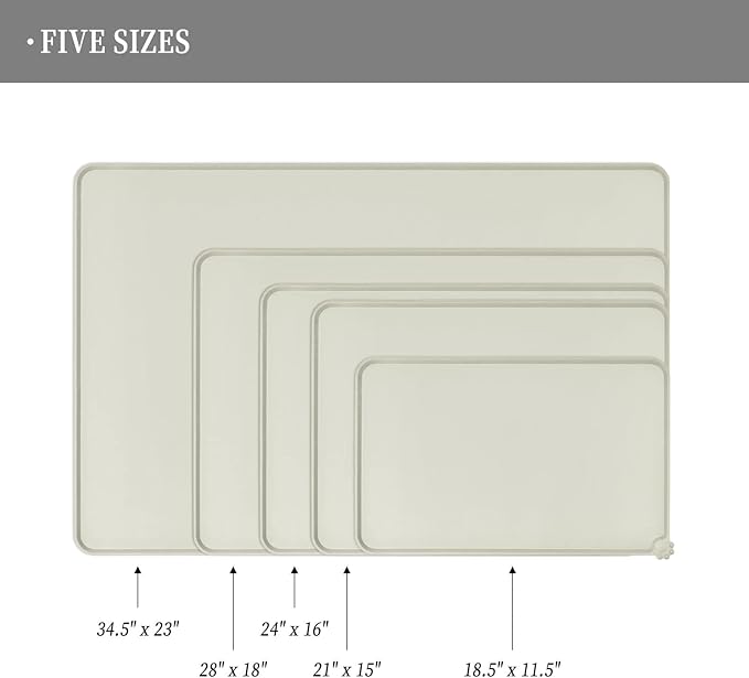 Reopet Waterproof Pet Feeding Mat, Non-Slip Silicone Placemats for Dog Cat Food and Water Bowl, High Raised Edges to Prevent Spills and Protect Floors