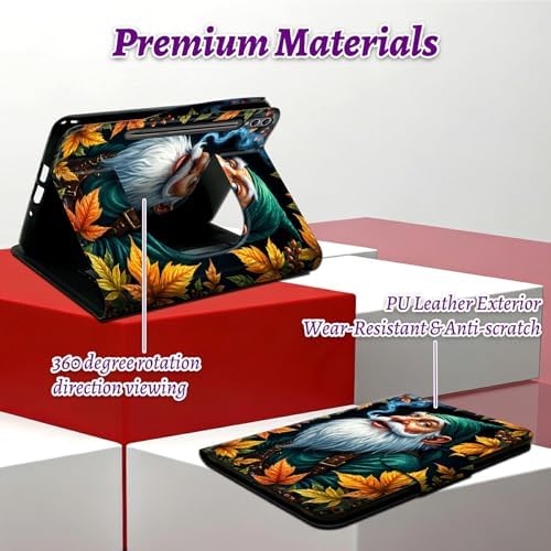 Rotating Handle Case for Samsung Galaxy Tab S10 Plus 2024/S9 FE+/S9 Plus 12.4 Inch 2023, 360 Degree Swivel Kickstand with Magnetic Closure Leather Protective Cover, White Bearded Old Mman