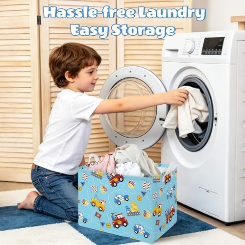 Collapsible Storage Basket Collapsible Fabric Laundry Basket with Handles | Spacious 15.7"×11.8"×11.8" size Folding Design Easy to Store Sturdy Fabric with Reinforced Handle Easy to Clean