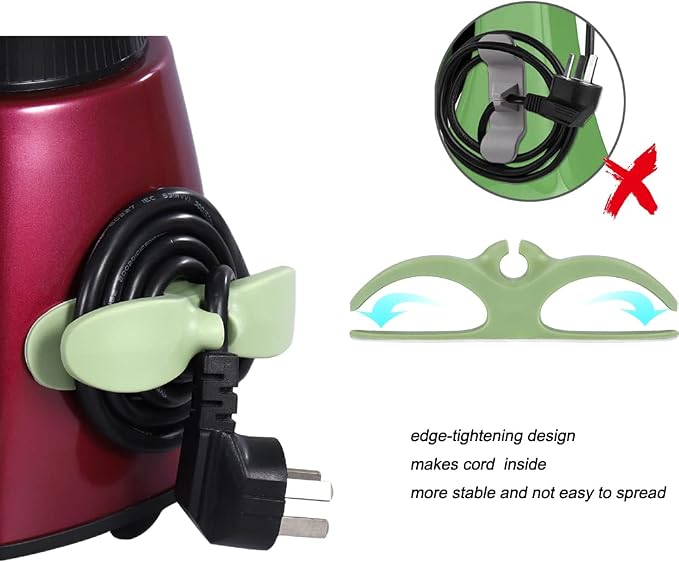 SisBroo Cord Organizer for Appliances, 4PCS Kitchen Appliance Cord Winder Cable Organizer, Cord Holder Cord Wrapper for Appliances Stick on Pressure Cooker, Mixer, Blender, Coffee Maker, Air Fryer