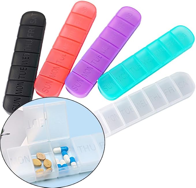 Weekly Pill Organizer, Daily Large 7 Day Vitamin Case Reminder | Matte White, Medicine Box, AM PM Capsules Dispenser Container for Medication, Nutritional Supplement, Fish Oil, Tablets, Gla