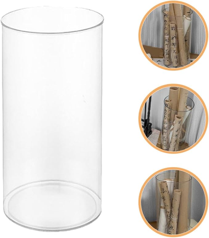 SEWACC Plastic Cylinder Storage Organizer for Calligraphy Works and Paintings, Versatile Pet Art Supply Container with Simple Elegant Design, for Home and Office Use