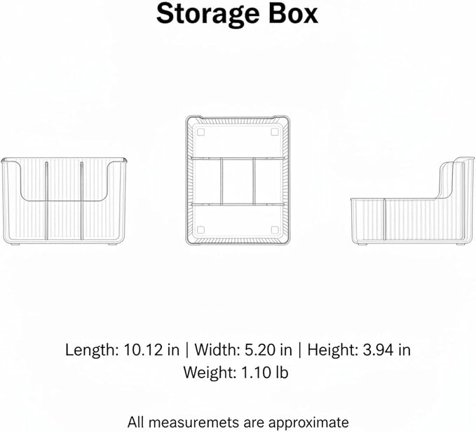 Storage Box with Compartments, Clear PET Plastic Organizer for Small Items, Desktop Bin for Nail Art and Hardware, 2L (1 PC)