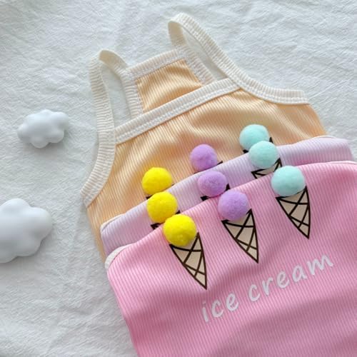 Spring & Summer Pet Clothes Tank Top - Ice Cream Pattern Breathable Tank top for Dogs & Cats, Cool Sleeveless Shirt for Teddy, Bichon & Small Breeds