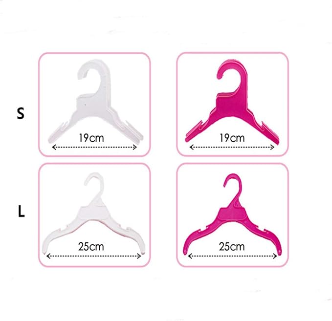 Pet Clothing Hanger, 10PCS Plastic Anti-Skid Dog Puppy Cat Clothes Clothing Rack for Small Animals (Pink, L)