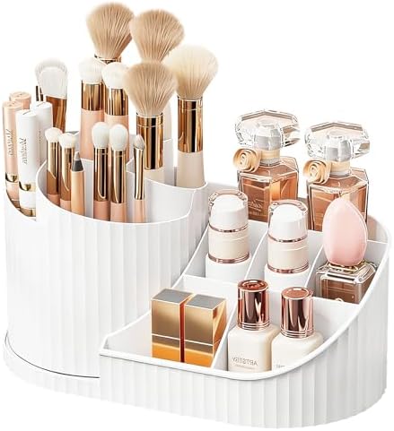 Anyoifax 360 Rotating Makeup Brush Holder Make Up Brushes Organizer, White