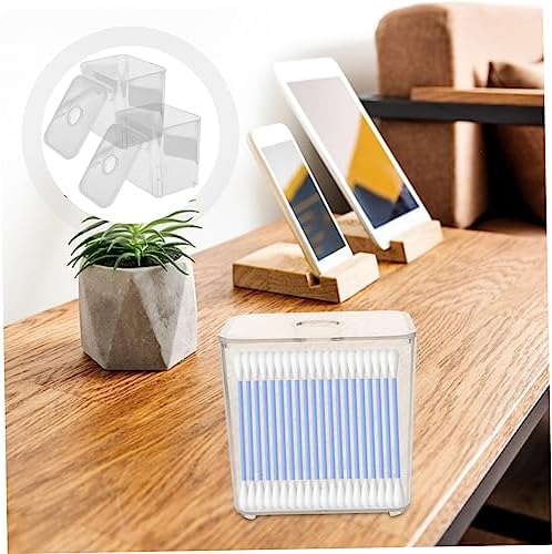 ABOOFAN 2pcs Cotton Swab Storage Box Cotton Pad Holder Vanities Organizers Pet Material Strong Stackable Container