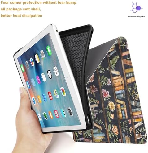 Tablet Case for iPad 10.2 Inch (9th/8th/7th Gen),Shockproof Protective Cover with Stand,Auto Wake/Sleep,Auto Wake/Sleep,Bookshelf Floral