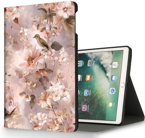 for Microsoft Surface Pro 7 Plus,Surface Pro 7/6/5/4 12.3" Tablet Case,Auto Wake/Sleep,Adjustable Stand Protective Cover - Pink Flower Bird