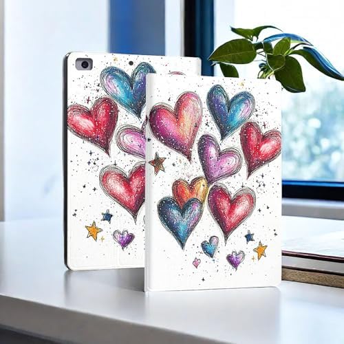 for Microsoft Surface Pro 7 Plus,Surface Pro 7/6/5/4 12.3" Tablet Case,Auto Wake/Sleep,Adjustable Stand Protective Cover - Colorful Heart