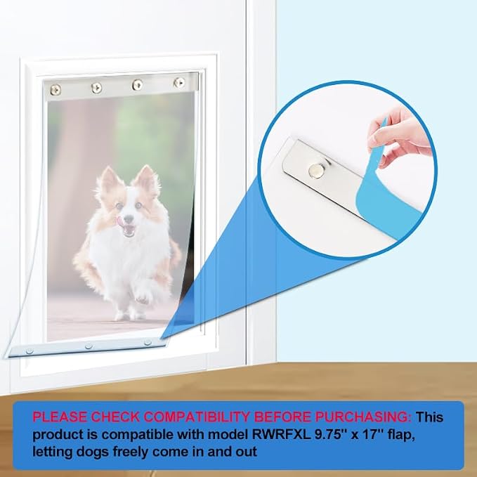 2 Pack XL Replacement Dog Door Flaps, Clear Pet Door Replacement Flap | Compatible with 18" x 9.88" Extra Large Dog Door, Weather Resistant Replacement Flap Fits Pets Up to 90 Lbs