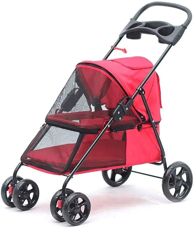 Double Dog Stroller Home Pet Stroller Travel Outdoor Cart Dog Cat Carrier Pet Pipe High-Intensity (D) (B)