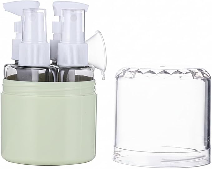 4-Piece Refillable Travel Bottle Set, 1.7 oz PET Spray & Pump Dispensers for Toiletries, Green