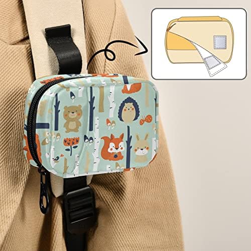 Forest Bear Fox Pill Box 7 Day Pill Case Travel Pill Organizer Bag with Zipper Portable Weekly Case Compact Size for Vitamin Supplement Holder