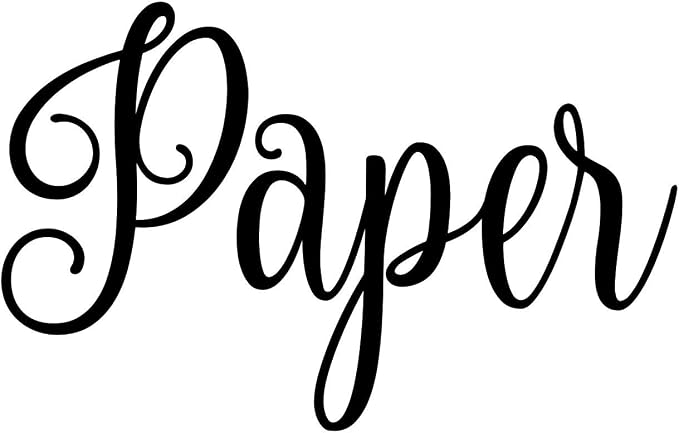 Paper 4w x 2.5h Label | Kitchen Pantry Organization | Die Cut Vinyl Decal | Black Fancy Font (Sticker Only)