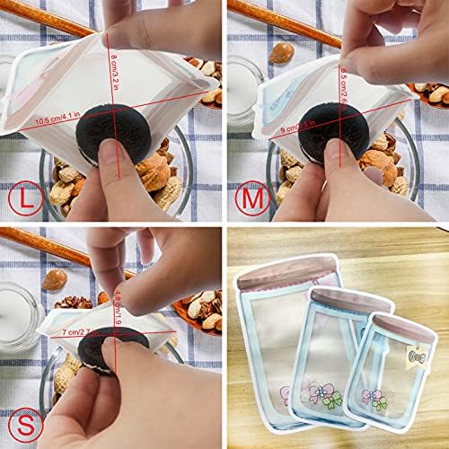 20 PCS Reusable Mason Jar Zipper Bags Mason Jar Bag Refrigerator Organizer Stand-up Airtight Seal Saver Bags Food Storage Sandwich Bags for Kitchen Snack (10L 6M 4S)