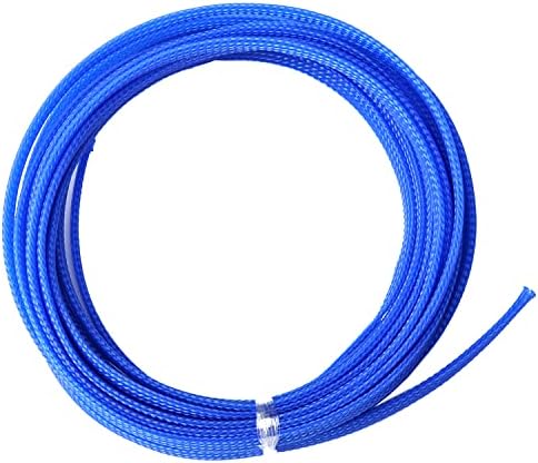 Bettomshin 1Pc 16.4Ft(5m) Cable Management Sleeve, 1/4"(6mm) Width PET Blue Cord Protector, Wire Loom Tube Insulated Split Sleeving for USB Cable Power Cord Organizer Video Cable Hider