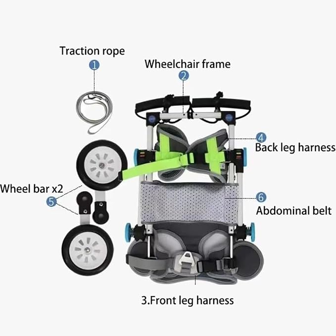 Pet Wheelchair Mobility Support Dog Cart for Back Legs Adjustable Lightweight Lightweight Aluminum Pet Walker for Paralysis Assistance & Post Injury Recovery