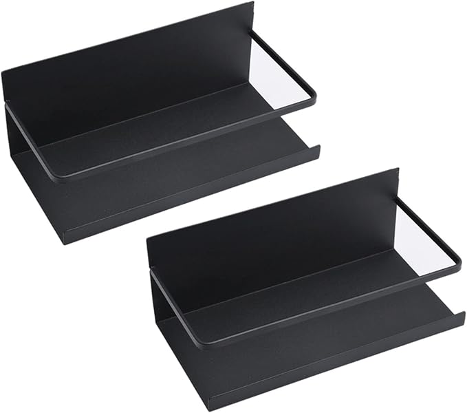 2pcs Magnetic Refrigerator Storage Rack, with Detachable Hooks for Kitchen Organization, Black