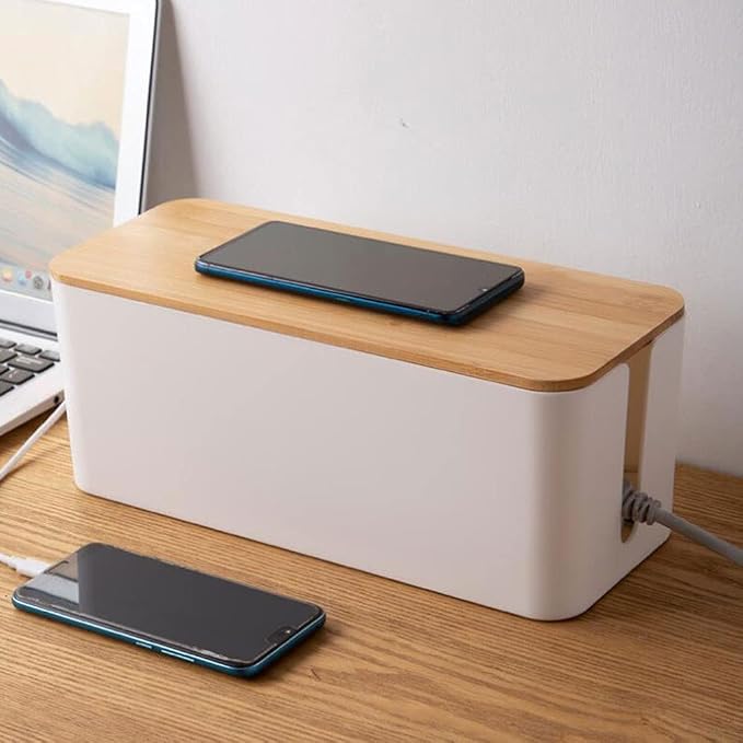 Wood Lid Cable Management Box Material Cord Organizer Box for Hide Wires and Power Strips and Electrical Cords from Tvs and Computers (Size : 40.5x15.7x13.6cm) (23.5x11.5x12.2cm)