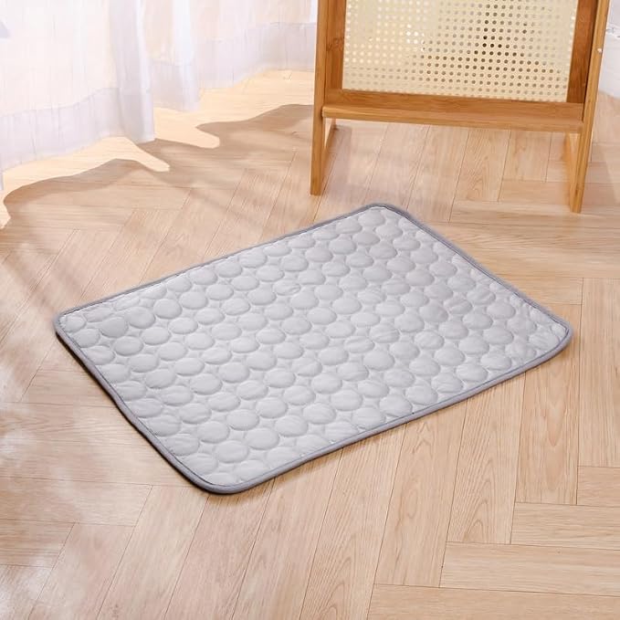 Pet Cooling Mat, ICY nap Dog mat, Portable Washable Ice Silk Cooling Pad for Dogs Cats, Breathable Foldable Mat for Large Small Dogs, Summer Cool Mat for Kennel Floor Car Sofa(Gray,Medium)