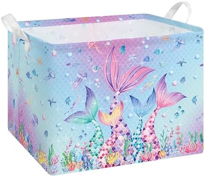 Collapsible Storage Basket Collapsible Fabric Laundry Basket with Handles | Spacious 15.7"×11.8"×11.8" size Folding Design Easy to Store Sturdy Fabric with Reinforced Handle Easy to Clean