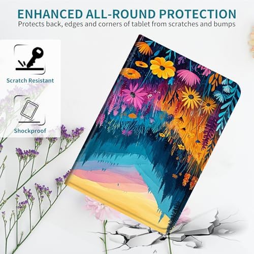 Case for Samsung Galaxy Tab S6 Lite 10.4" 2024/2022/2020, 360 Degree Rotating Stand with Multi-Angle Vertical & Horizontal Viewing Shockproof Shell for Women Men, Mountain Wildflowers