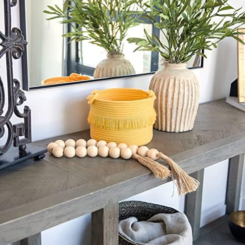 NaturalCozy 3-Piece Boho Decor Storage Basket Set – Cotton Rope Woven Baskets for Organizing! Small Basket for Baby Stuff, Baby Shower, Gift Basket, Nursery Basket, Planter, Toy Basket, Shelves
