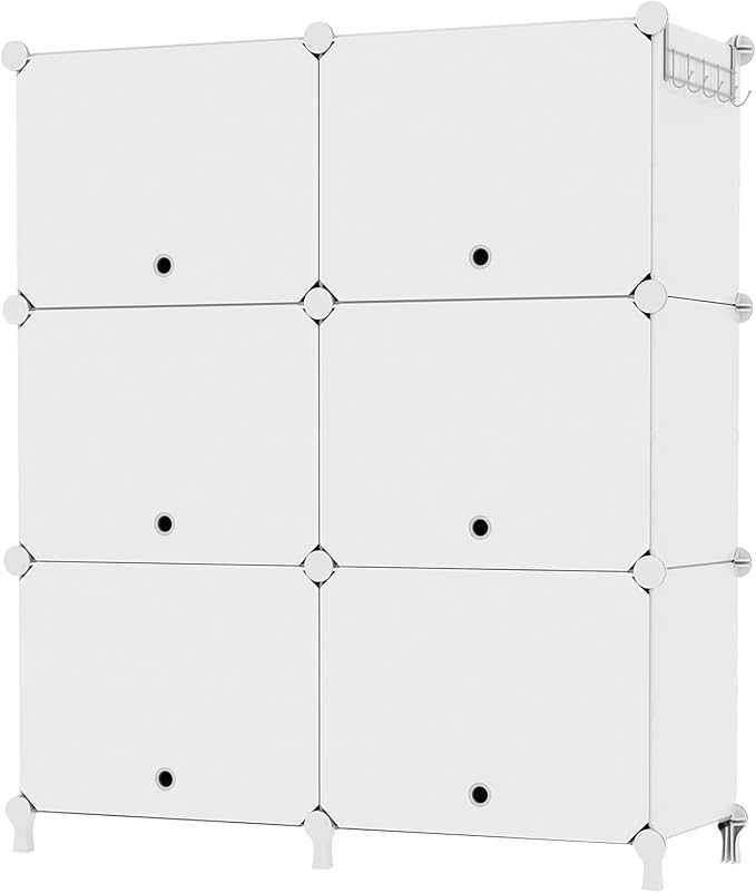 AWTATOS 6 Tiers Shoe Rack Organizer, 24 Pair Shoe Storage Cabinet, White | DIY Stackbale Plastic Shoe Organizer Shelves for Closet Entryway Hallway Bedroom