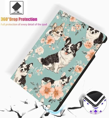 for Microsoft Surface Pro 11/10/9-13" 2024/2022 Tablet Case,Auto Wake/Sleep,Adjustable Stand Protective Cover - Corgi Floral