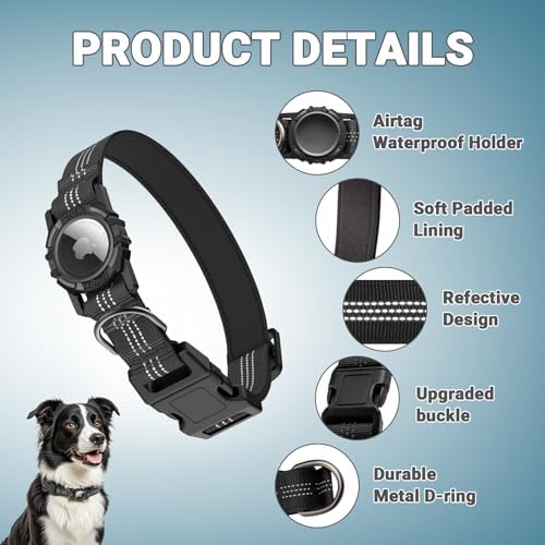 AirTag Dog Collar, IP68 Waterproof Integrated Air Tag Dog Collars
