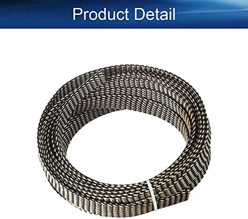 Bettomshin 1Pc 16.4Ft(5m) Cable Management Sleeve, 9/16"(14mm) Width PET Black & Gold Cord Protector, Wire Loom Tube Insulated Split Sleeving for USB Cable Power Cord Organizer Video Cable Hider