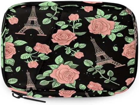 Travel Pill Organizer Pink Rose Eiffel Tower Pattern Small Pill Case