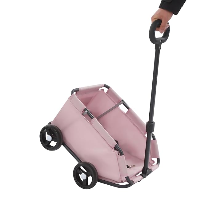 Dog Stroller, Foldable Multifunctional Pet Carts Portable Mini Dog Strollers with 4 Wheels & 360° Rotatable Handle for Small Cats Dogs Puppy Up to 16.53 LBS (Pink)