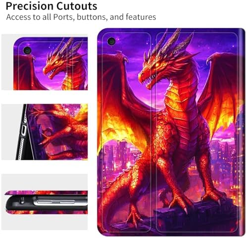 Case for Samsung Galaxy Tab A8 10.5" 2022 Model (SM-X200/X205/X207) | Slim Leather Smart Cover with Multi-Angle Anti-Slip Stand [Auto Wake/Sleep] Shell for Women Men - Purple Red Dragon