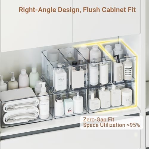 6 Pack Pantry Storage Bins with Divider, Fridge Organizer Large
