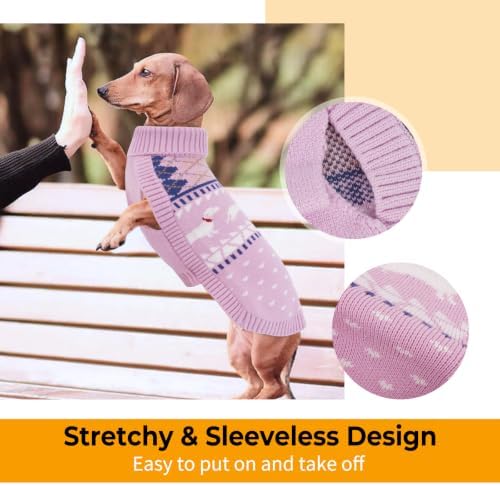 Lelepet Mini Dachshund Sweater Turtleneck Dog Sweaters for Small Dogs XS-XL | Pullover Knitted Dog Coat,Cold Weather Dachshund Clothes, Fall/Winter Cozy Outfit for Wiener Dogs,Stretchy Knitwear,XS,Purple