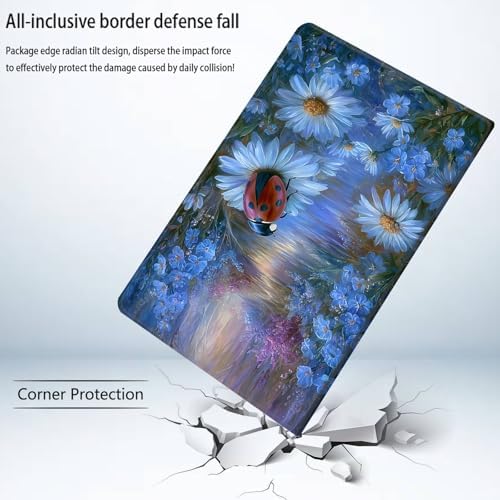 Bxgolkgd Tablet Case for Samsung Galaxy Tab S6 Lite 10.4 Inch (2024/2022/2020),Shockproof Stand Cover with Heat Dissipation,Auto Wake/Sleep Function,Ladybug Flower Art