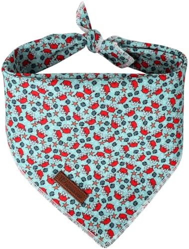 Summer Dog Bandana,Cute Pet Bandana with Crabs Pattern,Adjustable Blue Puppy Dog Bibs,Washable Triangle Dog Scarf for Boy,Girl Dogs or Cats…, UnderseaWorldParty