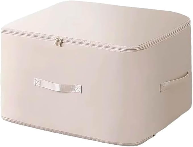 Ultra Space Saving Self Compression Organizer, 4 Pack Comforter Storage Bags with Zipper - Foldable Vacuum Sealless Storage Bags for Clothes, Bedding, Blankets & Seasonal Clothing (Beige, X-Large)