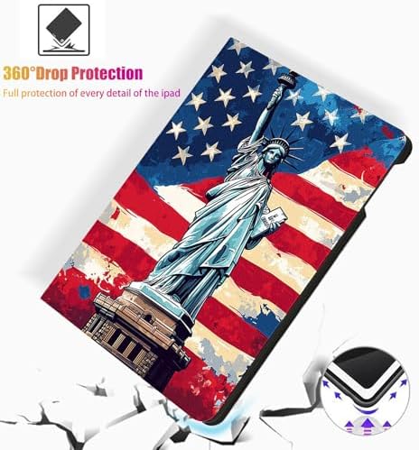 for Microsoft Surface Pro X/Pro X Plus-13 2019/2020/2021/2024 Tablet Case,Auto Wake/Sleep,Adjustable Stand Protective Cover - American Statue of Liberty