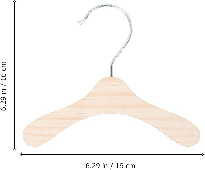 Garneck 10pcs Wooden Pet Clothes Hanger for Dog Clothing with Stainless Steel Hook Sturdy Solid Wood Organizer for Pet Apparel 16cm Diameter to Neatly Hang Clothes