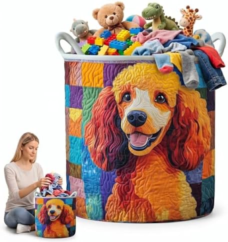 Quilted Organizer Basket for Laundry, Soft Fabric Clothes Hamper for Towels Blankets Toys in Bathroom Bedroom(20" x 28")