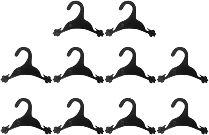 Baluue 10pcs Anti-Skid Plastic Dog Clothing Hangers Small Pet Clothes Hanger Rack for Keeping Dog and Cat Garments Neat and Organized, Sturdy Black Design for Easy Use