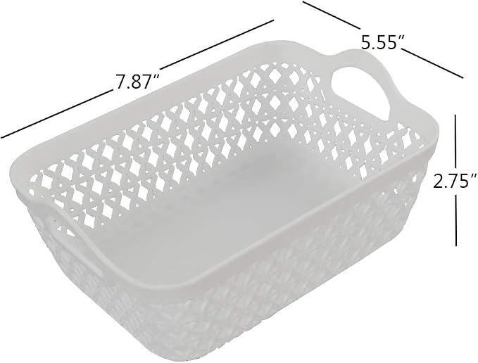 12-Pack Mini Plastic Storage Basket Set, Multipurpose Drawer Trays | White, Kitchen Pantry Containers, Drawer Organizer Trays for Classroom, Desk, Office