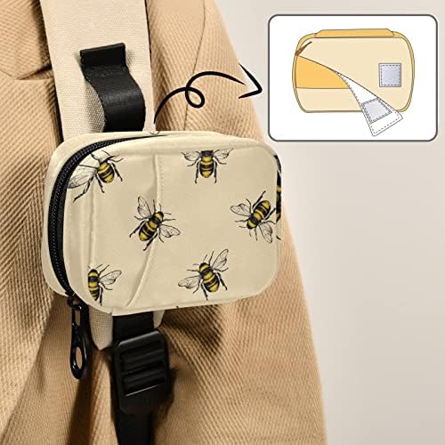 Vintage Honey Bee Pill Box 7 Day Pill Case Travel Pill Organizer Bag with Zipper Portable Weekly Case Compact Size for Vitamin Supplement Holder