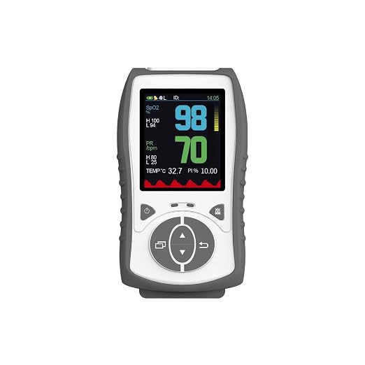 Vet Handheld Monitor with 2.8" LCD, Pet Vital Signs Monitor for SpO2 / Heart Rate/TEMP, Rechargeable Battery - Veterinary Use for Dogs, Cats, Horses etc. (Grey, Bundle with Pouch)