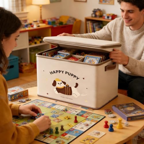 Lockable Box Heavy-Duty Stackable Package Case with Puppy Pattern | Locked Storage Box for Package Toy Delivery Travel Closet Garage Bedroom Bathroom Kitchen